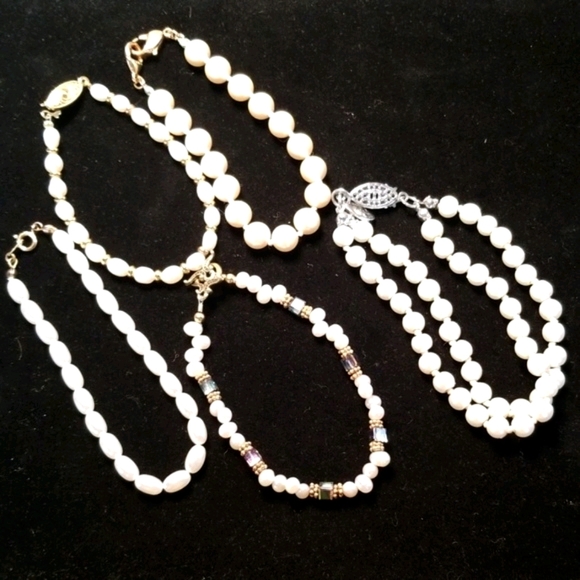 Vintage Faux Pearl Bracelet Lot Resellers Bundle 5 Piece Set - Picture 11 of 14